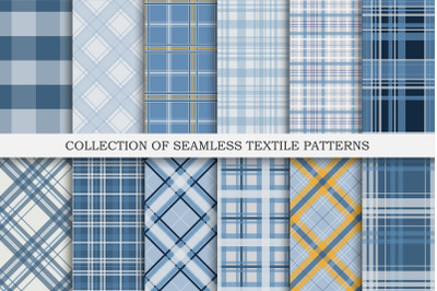 Blue seamless textile patterns