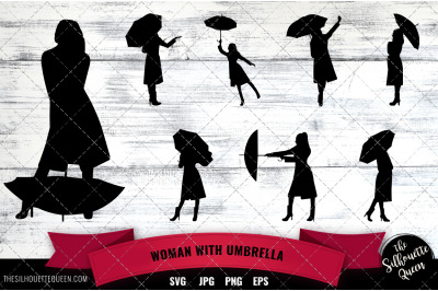 Woman with Umbrella, rainy day svg, sunny day svg, woman in rain svg