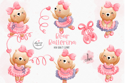 Bear ballerina clipart, bear clipart, teddy bear ballet