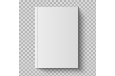 Realistic closed book. Empty 3d mockup diary with blank hard cardboard