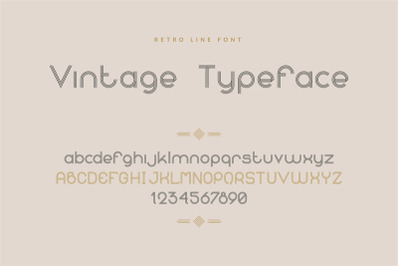 Retro font. Line uppercase and lowercase letters and numbers for logo