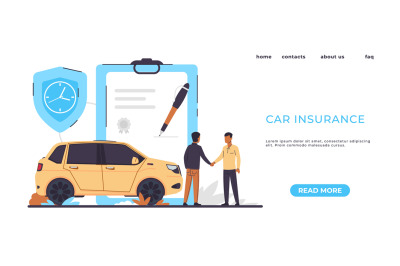 Car insurance landing page. Risks protection. Website interface design