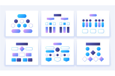 Flow chart schemes. Hierarchy block elements for business presentation