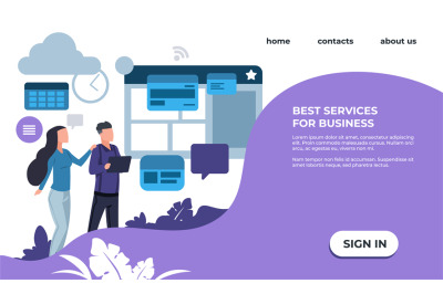 Online marketing landing page. Web services for business. Website inte