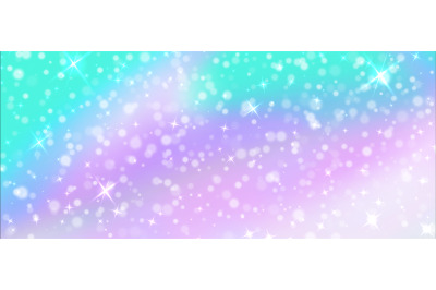 Magic background. Holographic unicorn fairy pattern with glitter and r