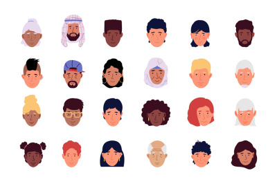 User avatar. Cartoon men and women modern icons. Human portraits for s