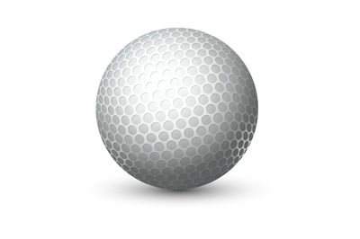 Realistic equipment for golf. 3D white game ball with textured rough s