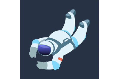 Astronaut. Cartoon cosmonaut drifts in zero gravity space. Spaceman in