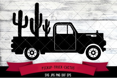 Pickup truck Cactus Silhouette Vector