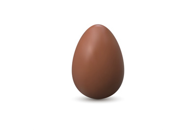 Chocolate realistic egg. 3d whole egg symbol, traditional easter chick