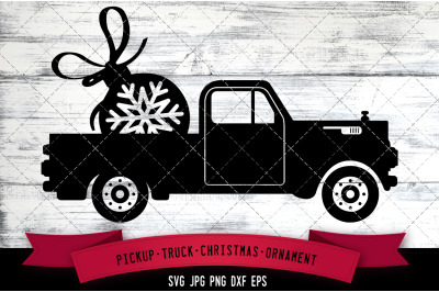 Pickup truck Christmas ornament Silhouette Vector