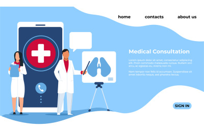 Medical consultation landing page. Web service for appointment with do