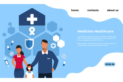 Medicine health care landing page. Website interface for clinic. Couns