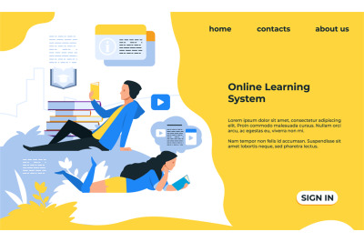 Online learning landing page. Distant education&2C; studying with smart t