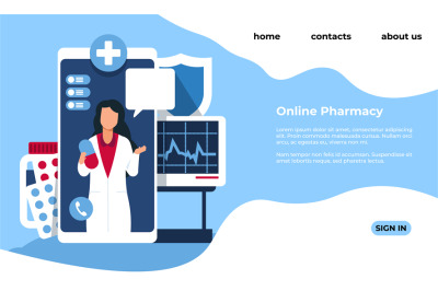 Online pharmacy landing page. Medical website template. Drugstore web