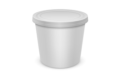 Yoghurt container. Realistic white blank package mockup&2C; plastic packa