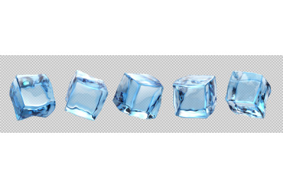 Ice cubes. Realistic transparent freeze water for alcohol and beverage