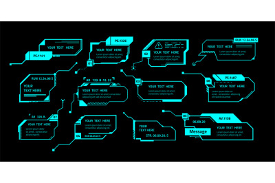 Hud callout. Call box message layout with text template, futuristic te