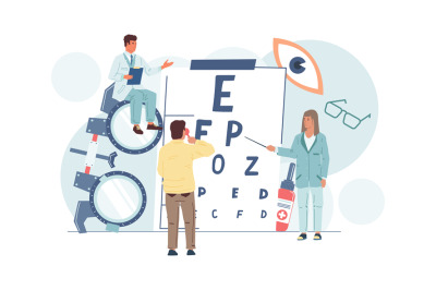 Ophthalmology. Vision examination concept. Eye care and medical correc