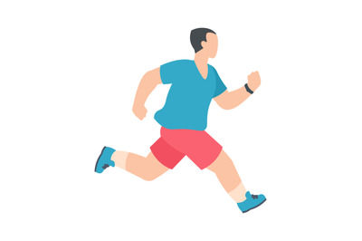 People marathon. Athletic male character running and jogging, active m