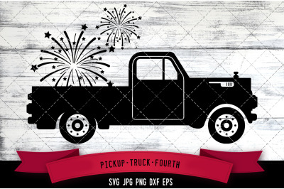 Pickup truck Fourth Silhouette Vector