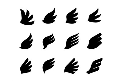 Wing icons. Eagle hawk or phoenix minimal bird logo, classic heraldic