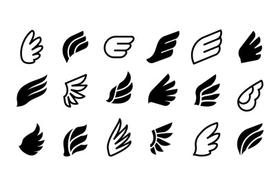 Wing logo. Minimal eagle bird logotypes, phoenix heraldic classic symb