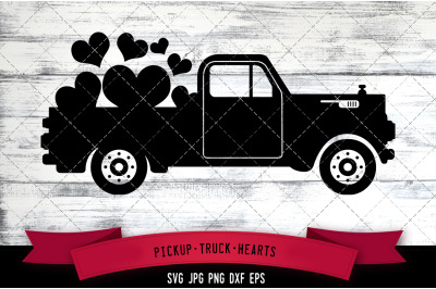 Pickup truck Heart Silhouette Vector