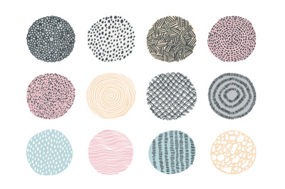 Doodle texture. Abstract hand drawn circles with repeating print. Roun