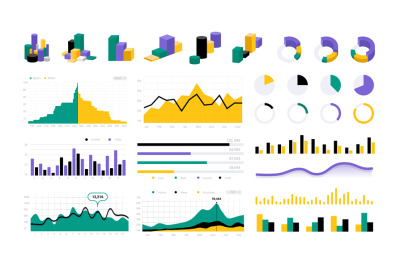 Data infographic. Statistic charts. Graphic progress bars and diagrams