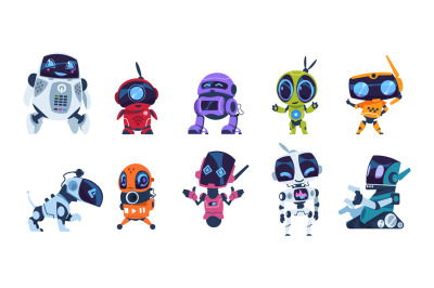 Modern robots. Cartoon friendly mascots. Personal assistants. Collecti