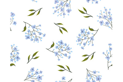 Floral cute seamless pattern. Romantic hand drawn simple ornament. Mot