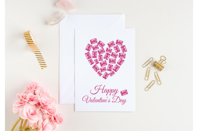Valentine&#039;s day card, pink envelopes card