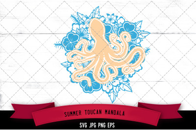 Octopus Floral Mandala Vector