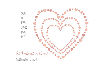 Heart Sublimation Clipart, St Valentine Love Clipart, SVG