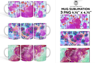 Flower Mug Wrap, Coffee Mug Sublimation Wrap