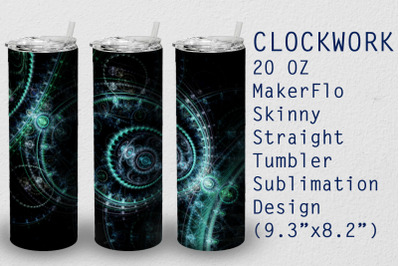 Tumbler Straight 20 OZ Sublimation Clockwork Wrap Design