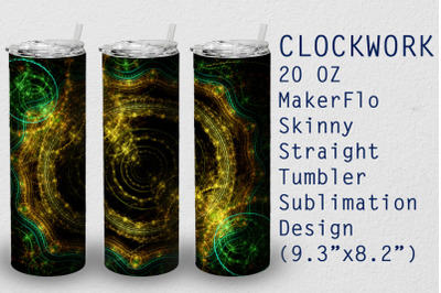 Tumbler Straight 20 OZ Sublimation Clockwork Wrap Design