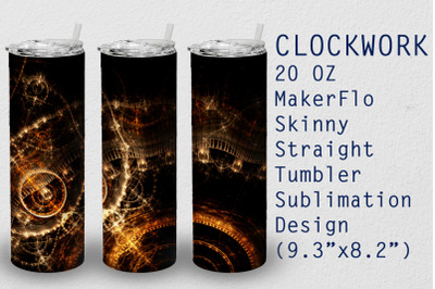 Tumbler Straight 20 OZ Sublimation Clockwork Wrap Design