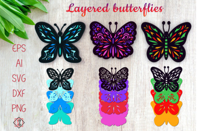 Multilayer Butterflies.Craft.Cricut SVG File.