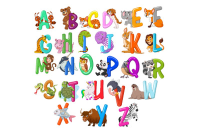 Set of Twenty Six Alphabet Animals