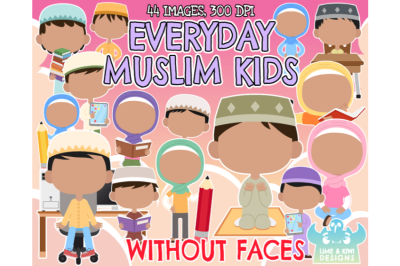 Everyday Muslim Kids without Faces Clipart