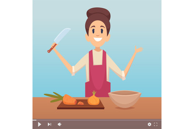 Chef channel. Cooking tv show or digital content, online blog. Housewi