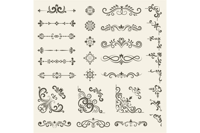 Decorative ornate set. Vintage floral dividers and borders royal premi