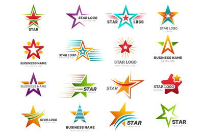 Stylized stars. Colorful rating symbols business logotypes universe ic