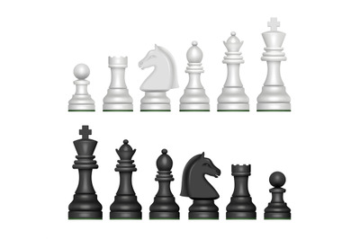 Chess figures. Strategy game symbols pawn horse knights king and queen