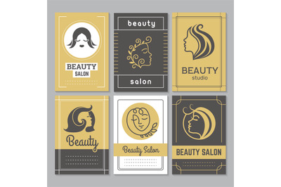 Beauty salon visit cards. Business identity symbols hairdressing salon