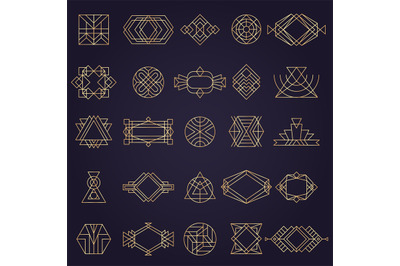 Art deco elements. Geometrical linear shapes for design projects circl