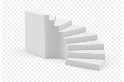 Realistic staircase. Isolated white stair&2C; 3d ladder on transparent ba