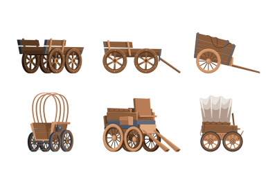 Wooden wagon. Vintage carriage western wild west vehicles old farm car